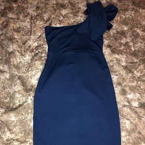 Teal One shoulder Dress